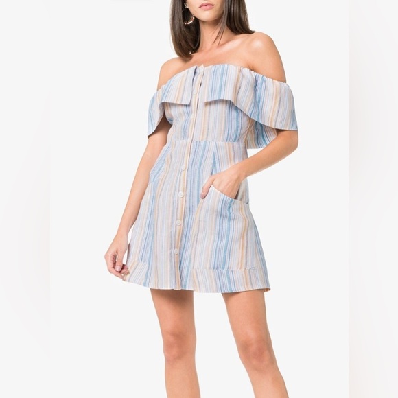 REFORMATION NWOT Landy Off The Shoulder Linen Dress - Picture 1 of 7